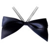 Black Satin Twist Tie Bow 65mm Span x16mm Ribbon Tails