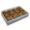 Valentine - 12 Milk Chocolate Flaked Truffles Presented in a White Box Finished With a Red Heart Design the on Lid