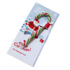 Promotional Red, White & Green Candy Cane Presented On a Snowy Fun With Santa & Friends Merry Christmas Printed Insert Card