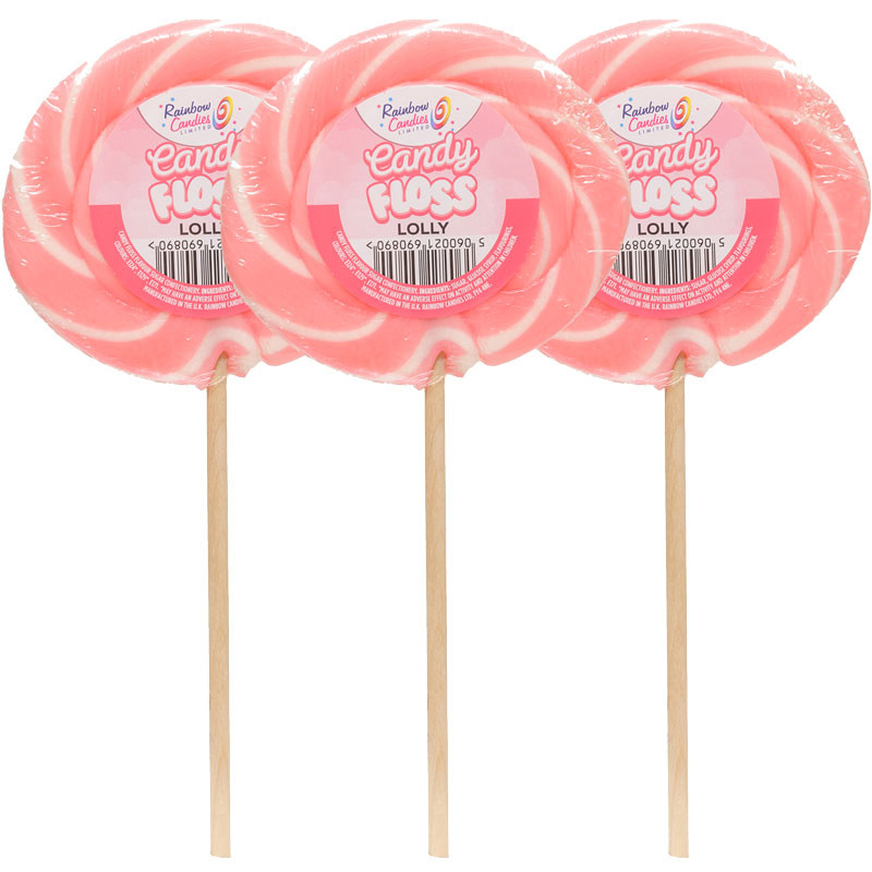 www.HamesChocolates.co.uk - Rock Wheel Lollipop - Candy Floss x Outer of 12